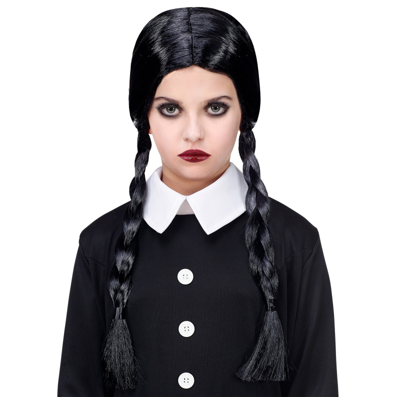 Dětská paruka Wednesday s culíky