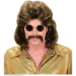 Paruka pánská retro hnědá s knírem