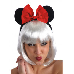 Uši myšky na čelence s červenou mašlí