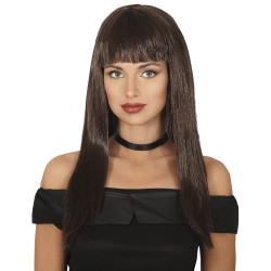 Středně dlouhá paruka mikádo s ofinou hnědá