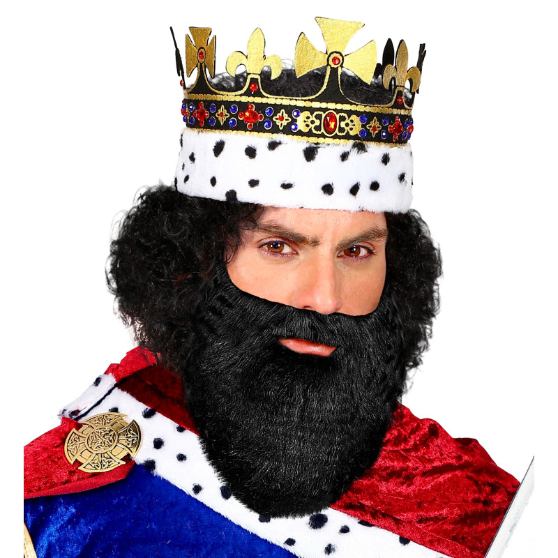 Černé kudrnaté vousy s knírem