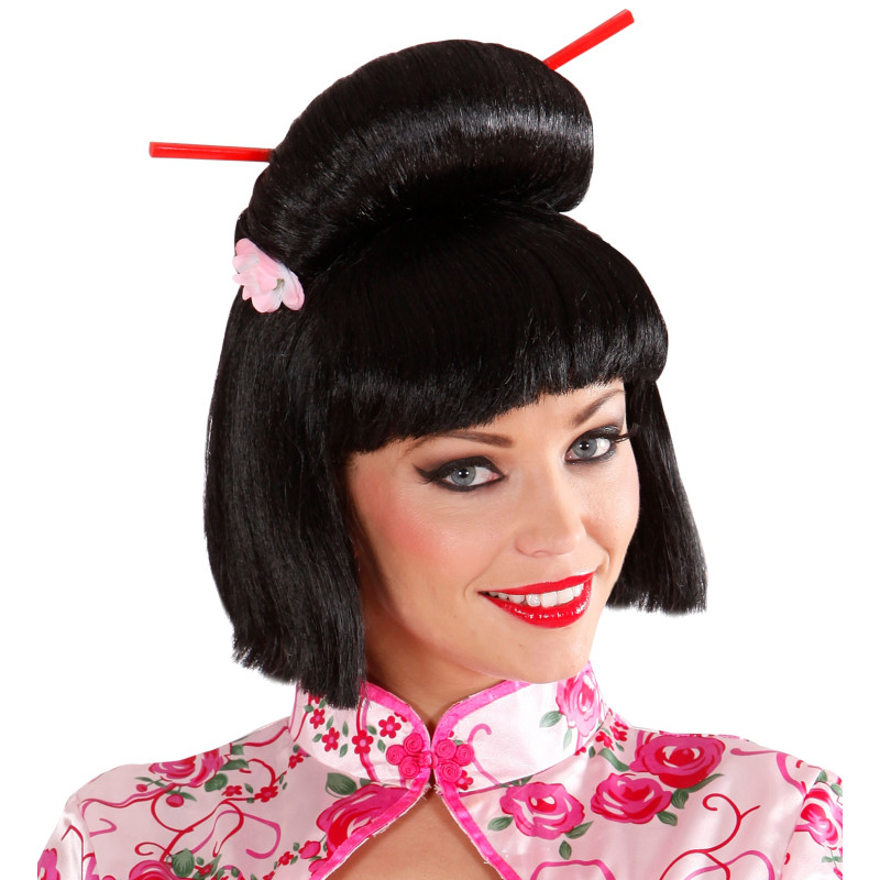 Paruka Gejša s květinou a tyčkami