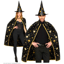 Čarodějnický černý klobouk a plášť