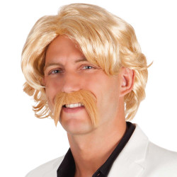 Paruka s knírem blond retro