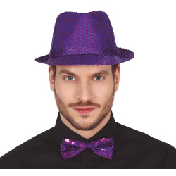 Motýlek fialový flitrový 12 cm