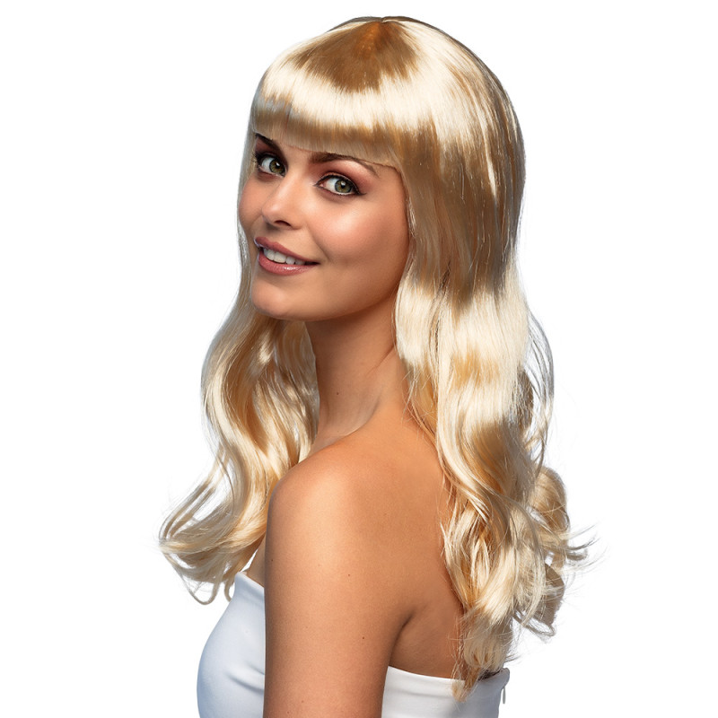 Paruka blond dámská dlouhá s ofinou
