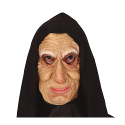 Vinylová maska staré paní s kapucí