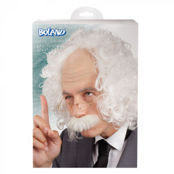 Paruka Einstein s pleší brýlemi a knírem