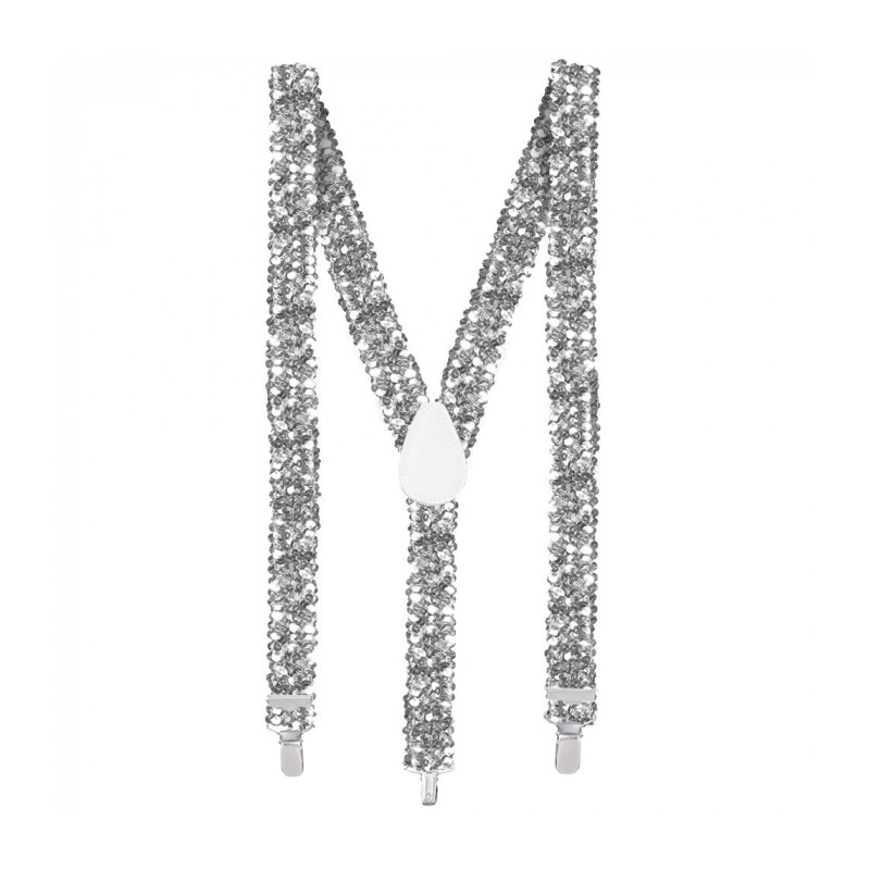 Kšandy (šle) flitrové stříbrné pružné