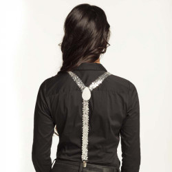 Kšandy (šle) flitrové stříbrné pružné