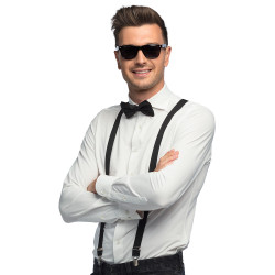 Černá sada doplňků brýle kšandy motýlek