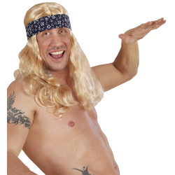 Paruka hippie blond s čelenkou pánská
