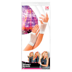 Rukavičky bez prstů bílé síťované krátké