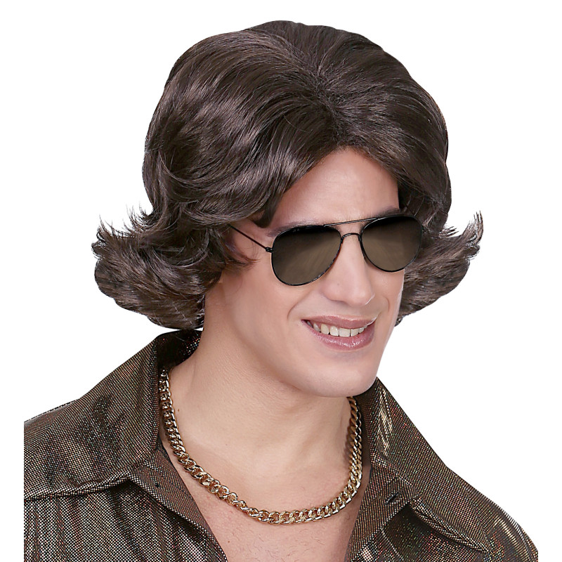 Hnědá pánská paruka disco 70´s