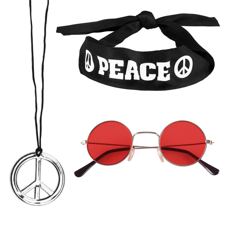 Souprava hippie čelenka brýle náhrdelník