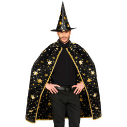 Čarodějnický černý klobouk a plášť