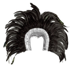 Velká čelenka Samba z peří stříbrná