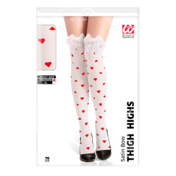 Dámské bílé nadkolenky se srdíčky a mašlí