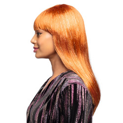 Dámská dlouhá paruka glitrová měděný odstín