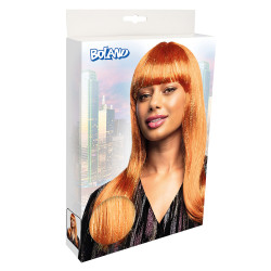 Dámská dlouhá paruka glitrová měděný odstín