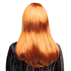 Dámská dlouhá paruka glitrová měděný odstín