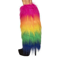 Plyšové návleky na nohy duhové