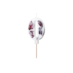 Narozeninová svíčka číslo '0', bílá s okvětními lístky