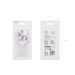 Narozeninová svíčka číslo '8', bílá s okvětními lístky