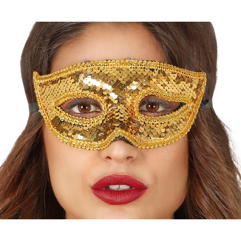 Zlatá flitrová škraboška