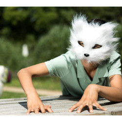 Plyšová polomaska Bílá kočka