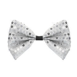 Stříbrná flitrová sada (vesta L/XL a motýlek)