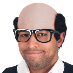 Pleš s černými vlasy a brýlemi