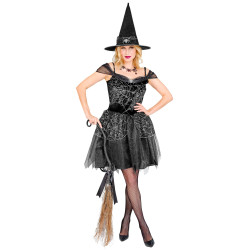 Kostým čarodějnice  s pavoučím potiskem vel. S