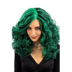 Zelenočerná bohatá čarodějnická paruka