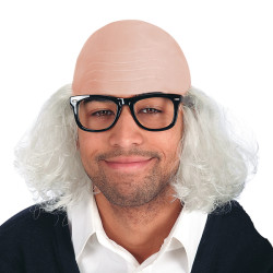 Pleš s vlasy a brýlemi