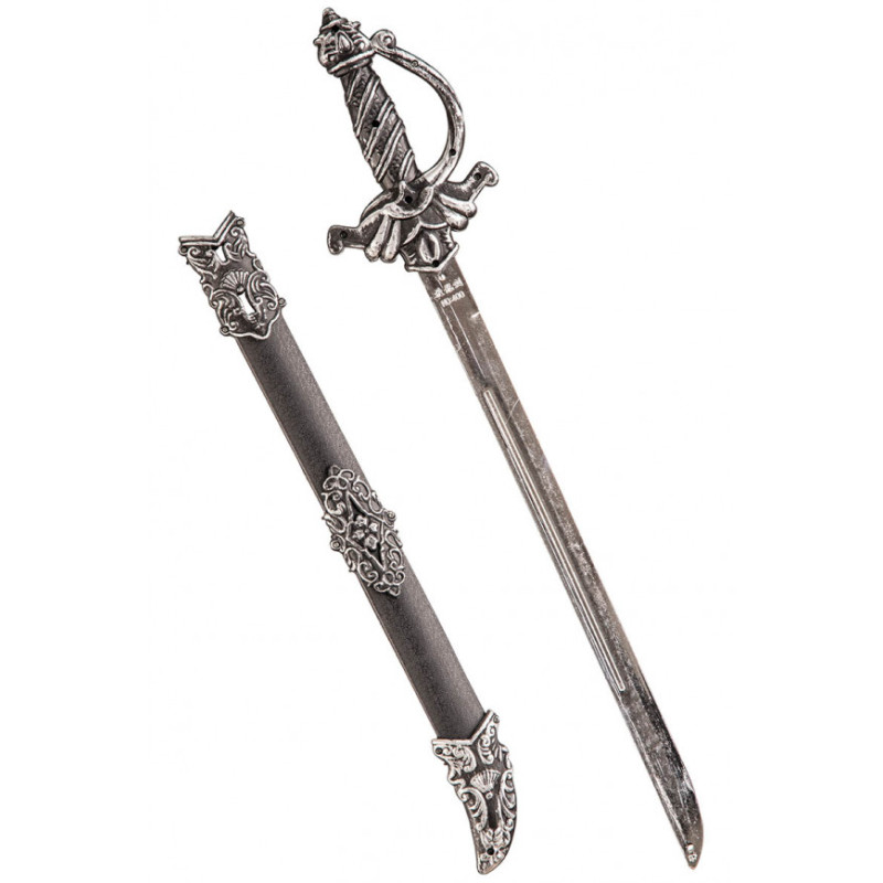 Šedý meč s pochvou a rukojetí