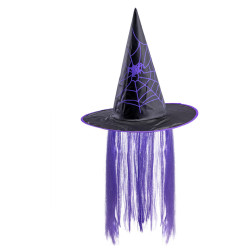Čarodějnický klobouk s fialovými vlasy