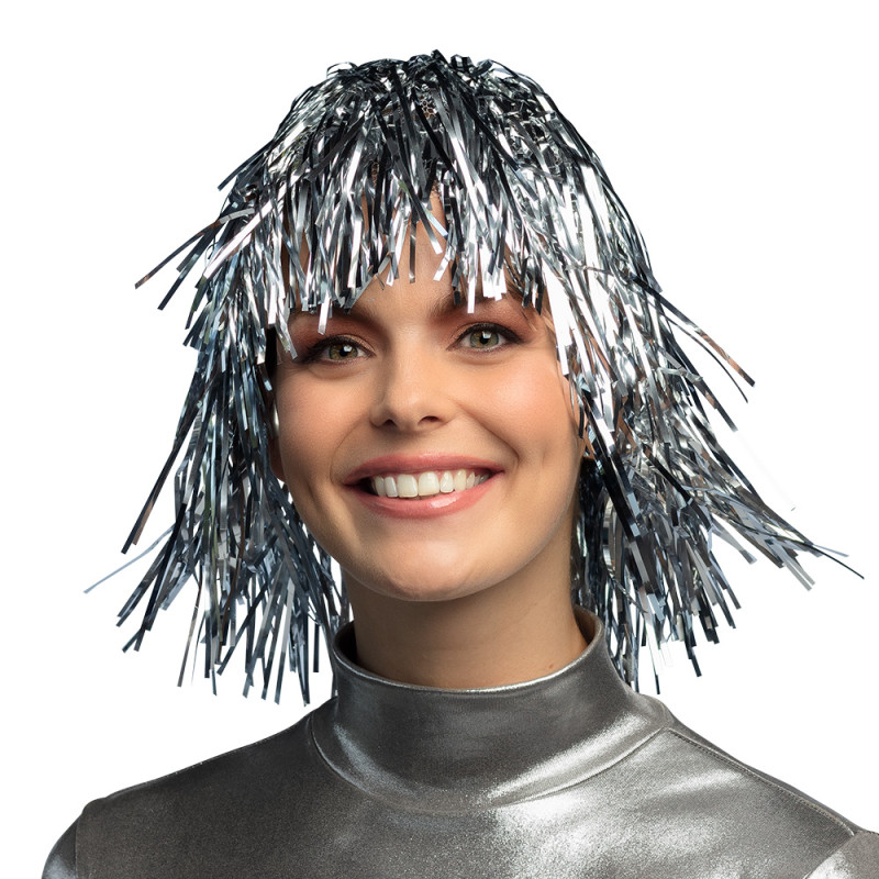Paruka stříbrná staniolová