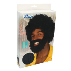 Paruka afro s vousy černá