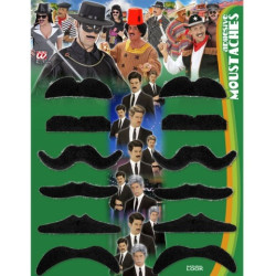 Černé umělé kníry - 12 ks