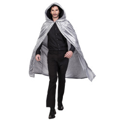 Šedivý plášť s kapucí