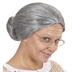 Paruka babičky šedivá s drdolem