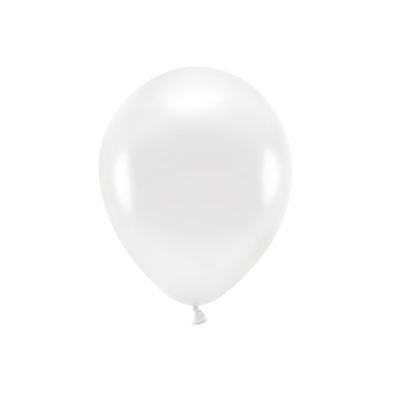 Sada 10 bílých metalických balónků 30 cm