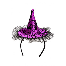 Fialový čarodějnický klobouček s čelenkou