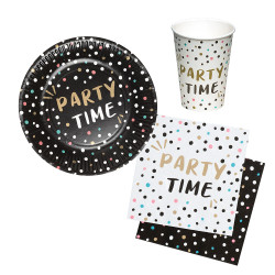 Stolní set 'Party Time' (6 talířů, 6 šálků, 12 ubrousků)