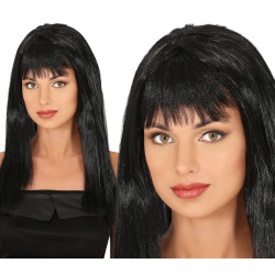 Středně dlouhá paruka mikádo s ofinou černá