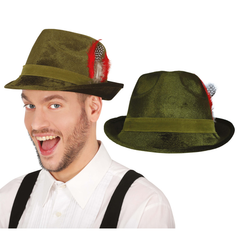 Myslivecký klobouk zelený s peříčky