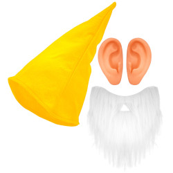 Sada žlutý trpaslík (klobouk, vousy, uši)