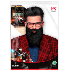 Černé kudrnaté vousy s knírem