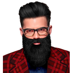 Černé kudrnaté vousy s knírem